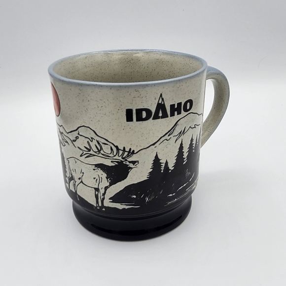 Vintage Idaho Scenic Skiing Elk  in Mountains Sun Etched Souvenir Coffee Mug ISC - Picture 4 of 7